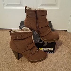Heart Souls Tan Heeled Booties